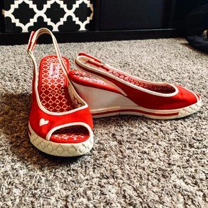 Red heart sandal heels